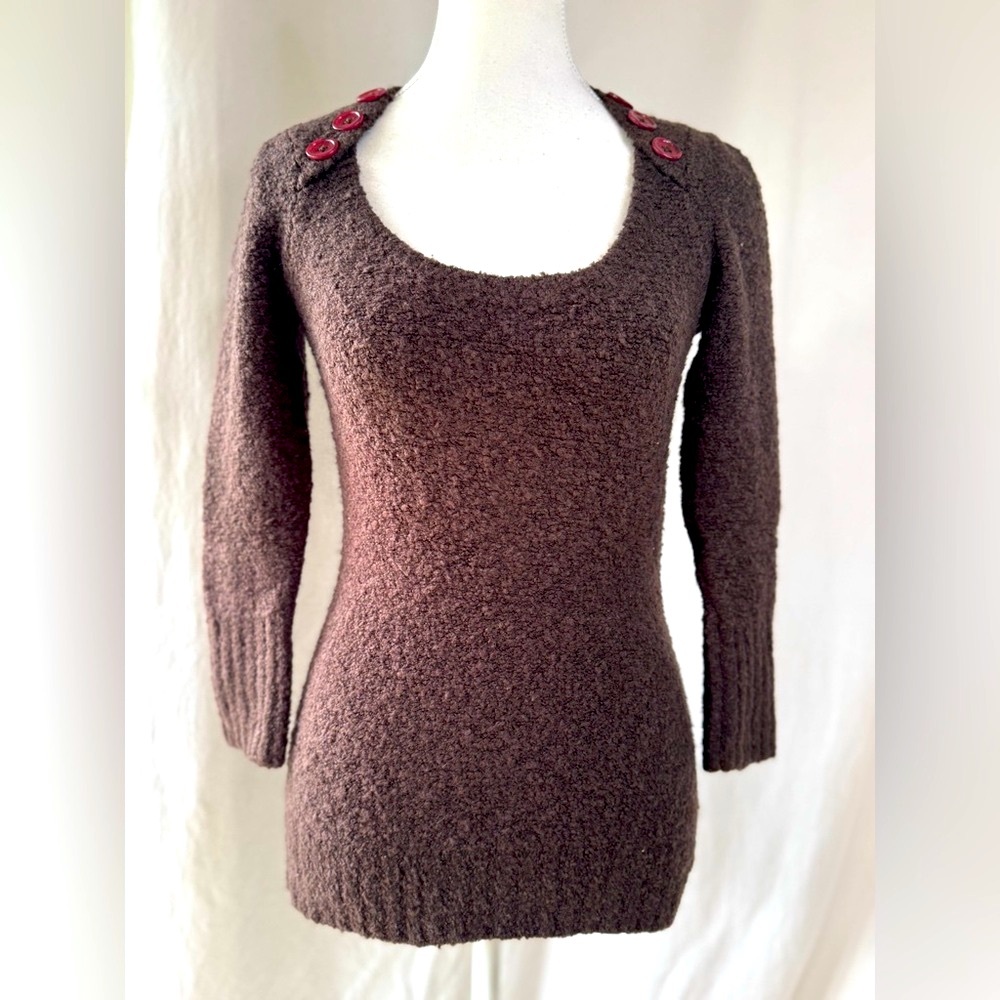 Moda International Chocolate Scoop Neck Sweater